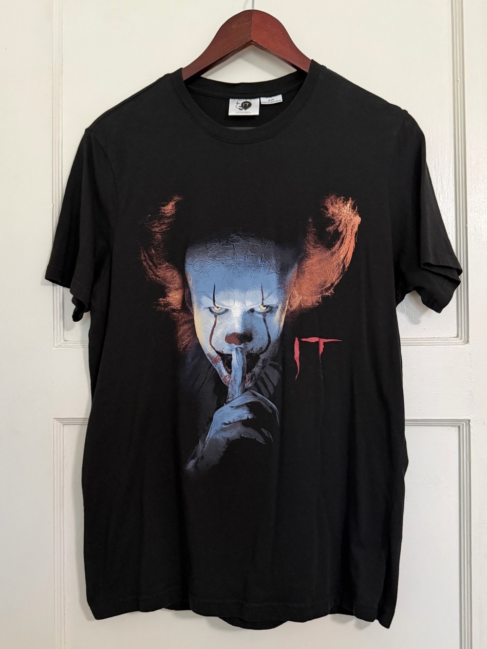 !it jeans Black Graphic Tee with Horror Clown Face and Orange Hair 🤡